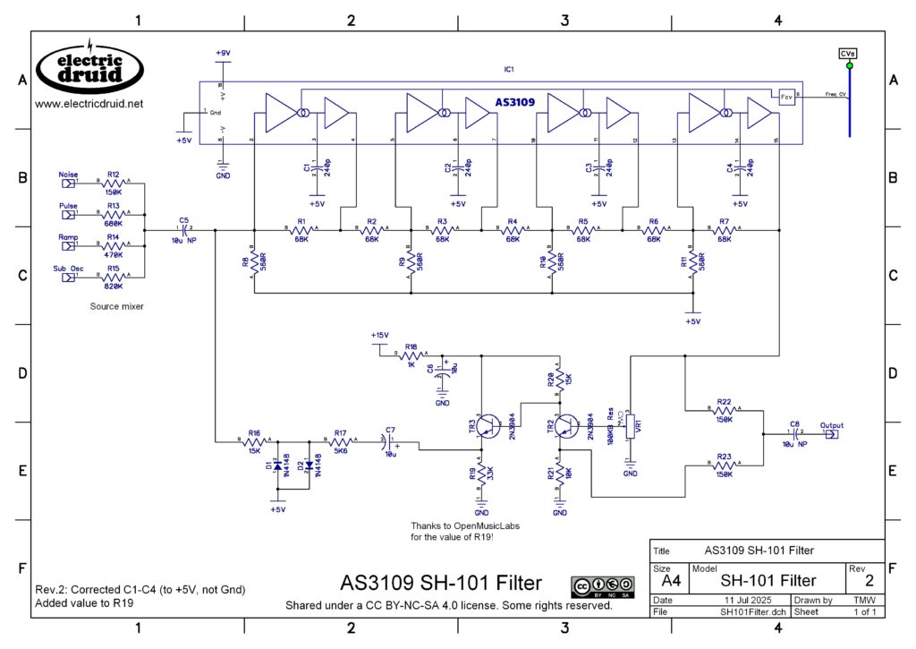 AS3109 SH-101 filter schematic, Page 1